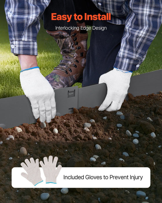 Steel Landscape Edging, 5 Packs 990 x 181 mm Rust-Resistant Metal Landscape Edging, Bendable Garden Edging Border, Heavy Duty Lawn Edging, Easy-to-Install, Flower Bed Yard Pathway Divider Dark Gray