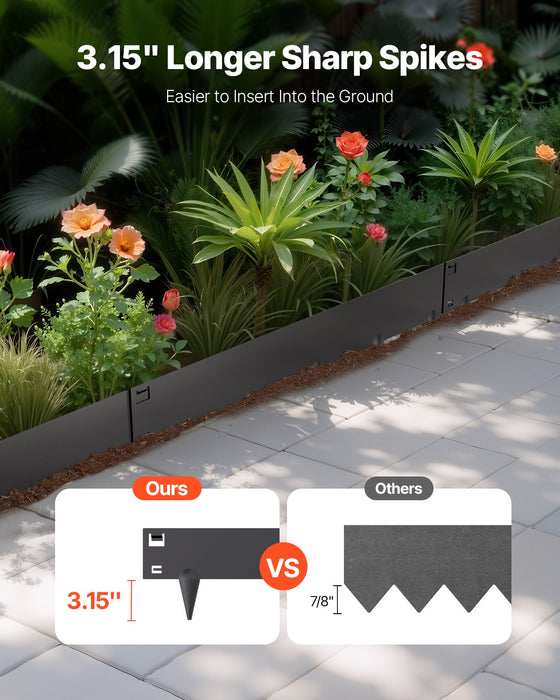 VEVOR Steel Landscape Edging, 5 Packs 990 x 207 mm Rust-Resistant Metal Landscape Edging, Bendable Garden Edging Border, Heavy Duty Lawn Edging, Easy-to-Install, Flower Bed Yard Pathway Divider Black