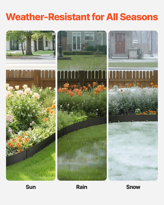 VEVOR Steel Landscape Edging, 5 Packs 990 x 207 mm Rust-Resistant Metal Landscape Edging, Bendable Garden Edging Border, Heavy Duty Lawn Edging, Easy-to-Install, Flower Bed Yard Pathway Divider Black