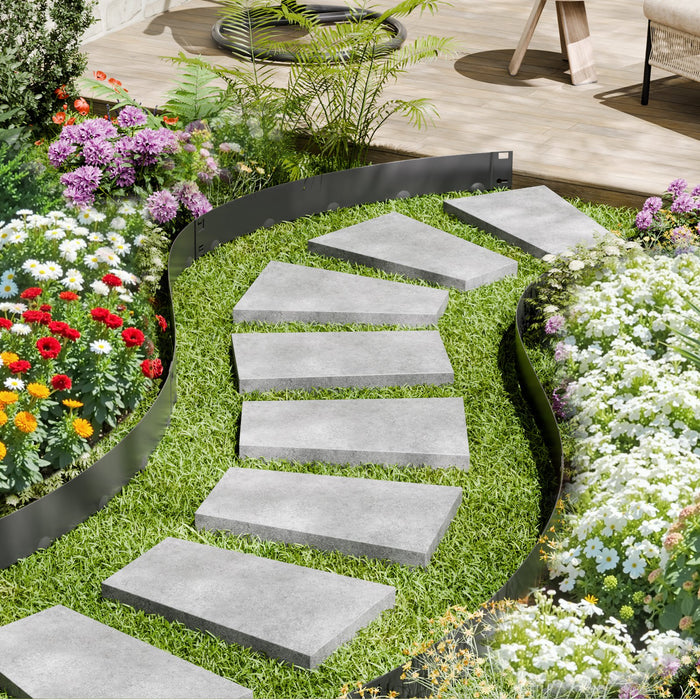 VEVOR Steel Landscape Edging, 5 Packs 990 x 207 mm Rust-Resistant Metal Landscape Edging, Bendable Garden Edging Border, Heavy Duty Lawn Edging, Easy-to-Install, Flower Bed Yard Pathway Divider Black