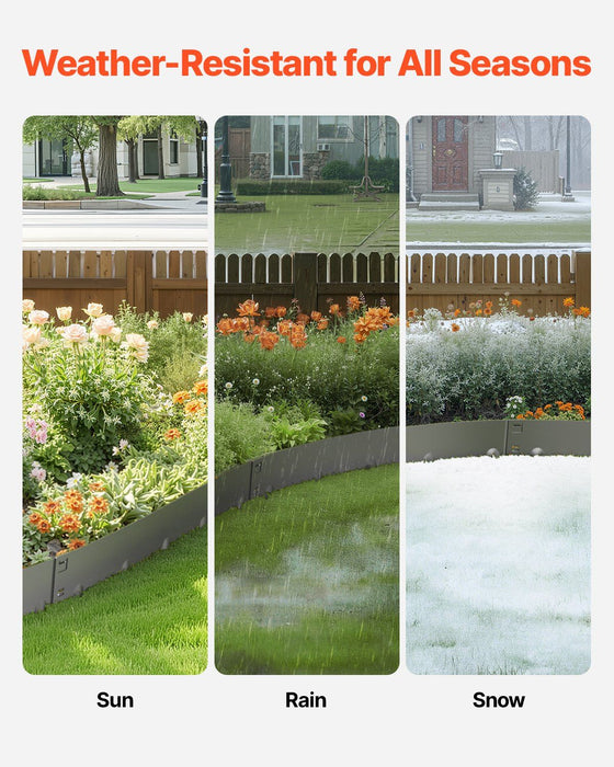 Steel Landscape Edging, 5 Packs 990 x 207 mm Rust-Resistant Metal Landscape Edging, Bendable Garden Edging Border, Heavy Duty Lawn Edging, Easy-to-Install, Flower Bed Yard Pathway Divider Dark Gray