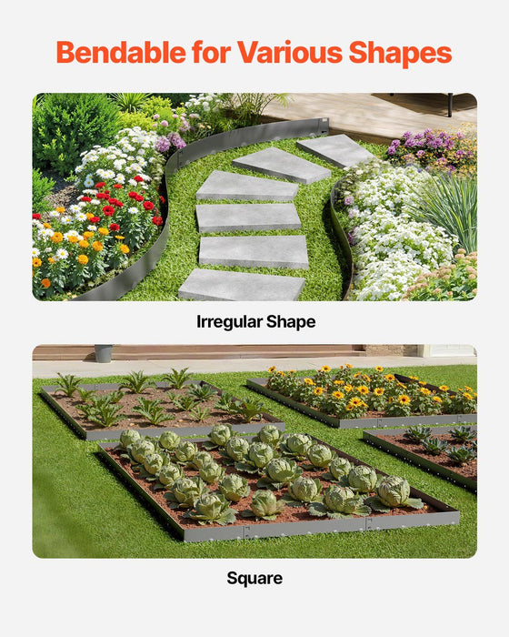 Steel Landscape Edging, 5 Packs 990 x 207 mm Rust-Resistant Metal Landscape Edging, Bendable Garden Edging Border, Heavy Duty Lawn Edging, Easy-to-Install, Flower Bed Yard Pathway Divider Dark Gray