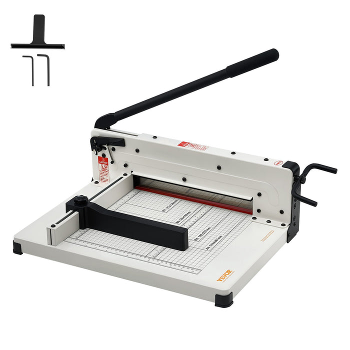 VEVOR Heavy Duty Paper Cutter, 304.8 mm Industrial Commercial Guillotine Paper Cutter for A4 Paper, 400 Sheet Capacity, Solid Steel Construction, Stack Paper Trimmer for Office Home School Shop, White