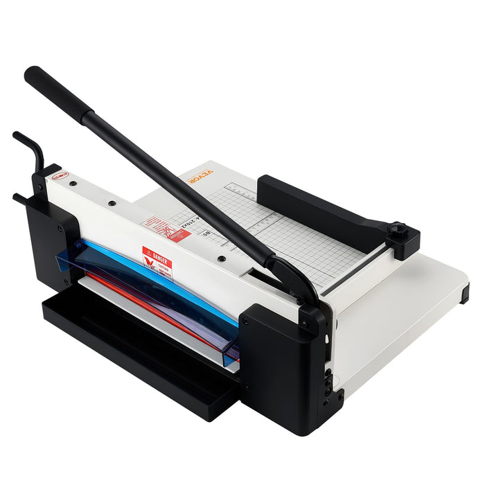 VEVOR Heavy Duty Paper Cutter, 304.8 mm Industrial Commercial Guillotine Paper Cutter for A4 Paper, 400 Sheet Capacity, Solid Steel Construction, Stack Paper Trimmer for Office Home School Shop, White