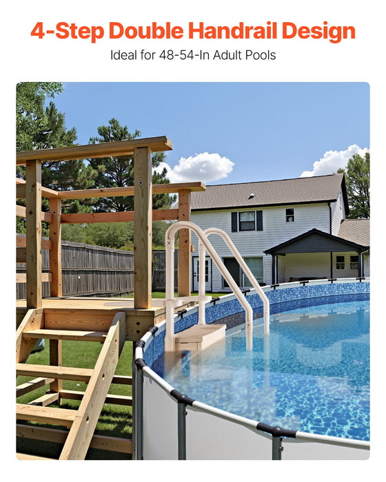 VEVOR 4-Step Taupe Robust Pool Ladder of 2 Handrails for 1219.2-1371.6 mm Pools