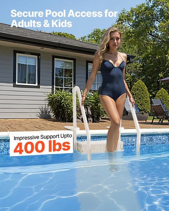 VEVOR 4-Step White Robust Pool Ladder of 2 Handrails for 1219.2-1371.6 mm Pools