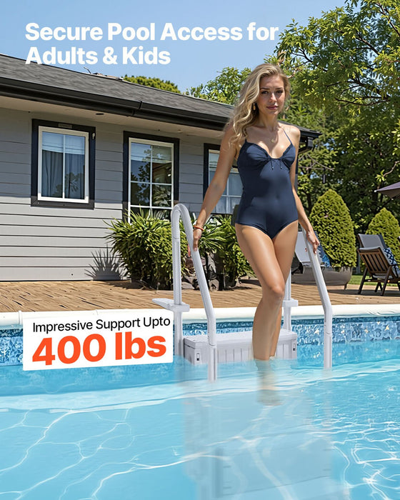VEVOR 4-Step Grey Robust Pool Ladder of 2 Handrails for 1219.2-1371.6 mm Pools