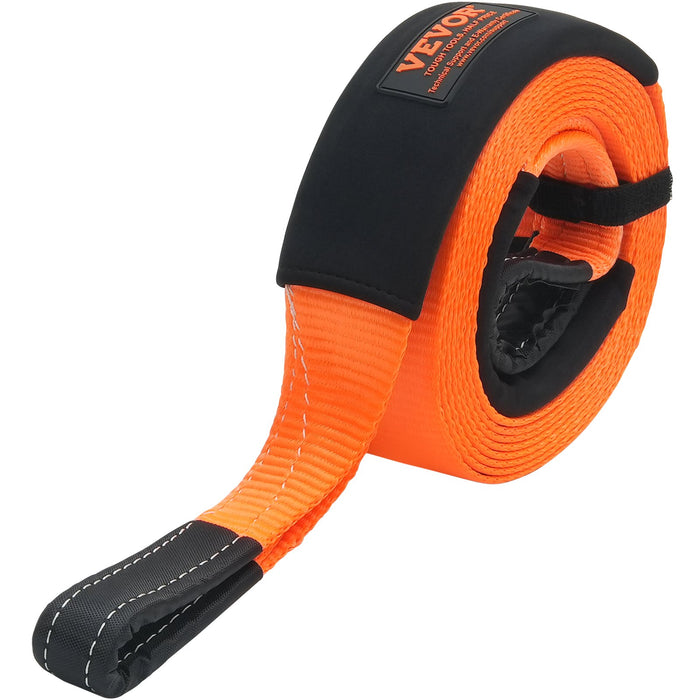 VEVOR Heavy Duty Tow Strap Recovery Kit 76.2 mm x 6.1 m (MBS-16329 kg) Tree Saver Winch Strap, Triple Reinforced Loop & Protective Sleeves & Storage Bag , 19 mm D-Ring Shackles, for Truck Jeep SUV ATV