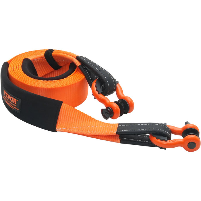 VEVOR Heavy Duty Tow Strap Recovery Kit 76.2 mm x 6.1 m (MBS-16329 kg) Tree Saver Winch Strap, Triple Reinforced Loop & Protective Sleeves & Storage Bag , 19 mm D-Ring Shackles, for Truck Jeep SUV ATV