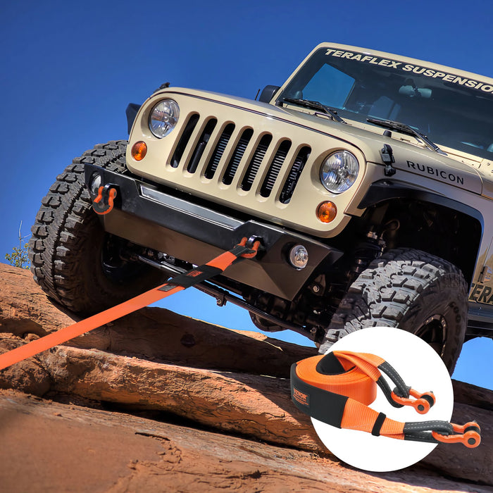 VEVOR Heavy Duty Tow Strap Recovery Kit 85.1 mm x 9.1 m (MBS-16329 kg) Tree Saver Winch Strap, Triple Reinforced Loop & Protective Sleeves & Storage Bag , 19 mm D-Ring Shackles, for Truck Jeep SUV ATV