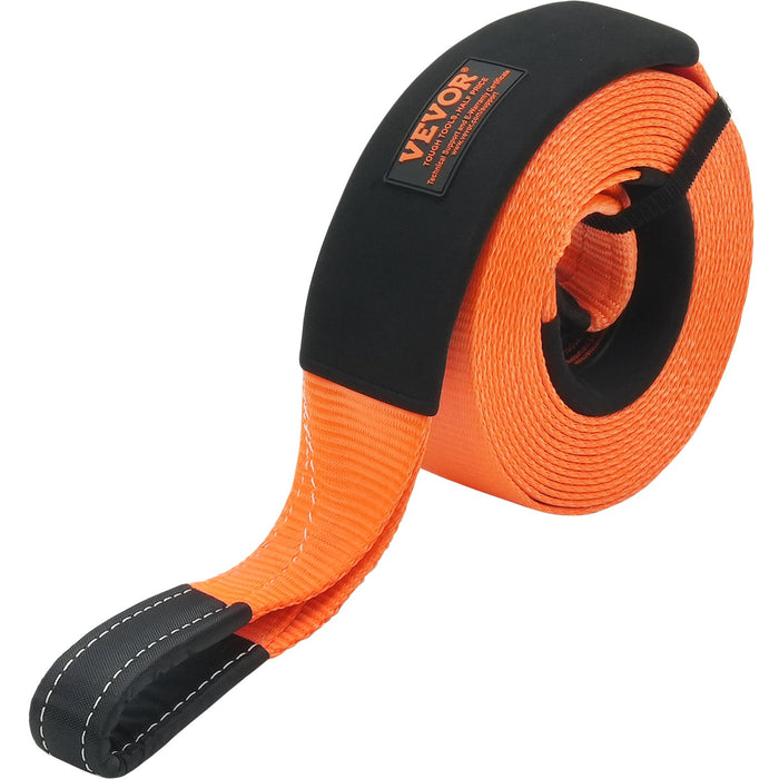 VEVOR Heavy Duty Tow Strap Recovery Kit 85.1 mm x 9.1 m (MBS-16329 kg) Tree Saver Winch Strap, Triple Reinforced Loop & Protective Sleeves & Storage Bag , 19 mm D-Ring Shackles, for Truck Jeep SUV ATV