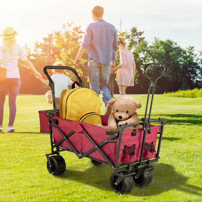 VEVOR Folding Wagon Cart, Collapsible Folding Garden Cart w/ Shade Beach Utility