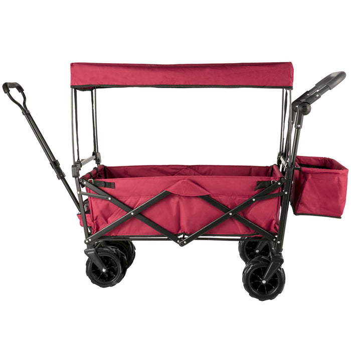 VEVOR Folding Wagon Cart, Collapsible Folding Garden Cart w/ Shade Beach Utility