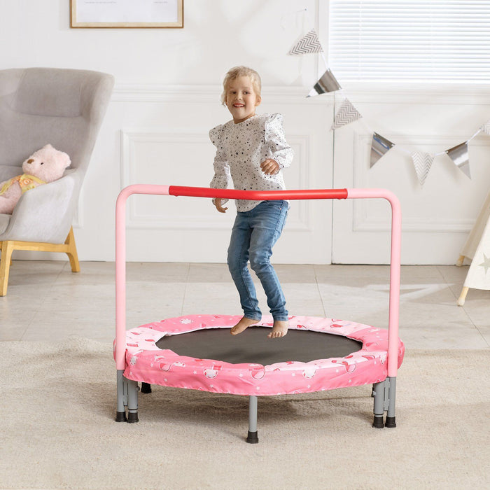 36" Kids Trampoline, 3FT Indoor Outdoor Trampoline, Foldable Mini Trampoline with Handle, Rebounder Trampoline for Toddlers, Birthday Gift for 3+ Years Children, Boys Girls for Fun, Red