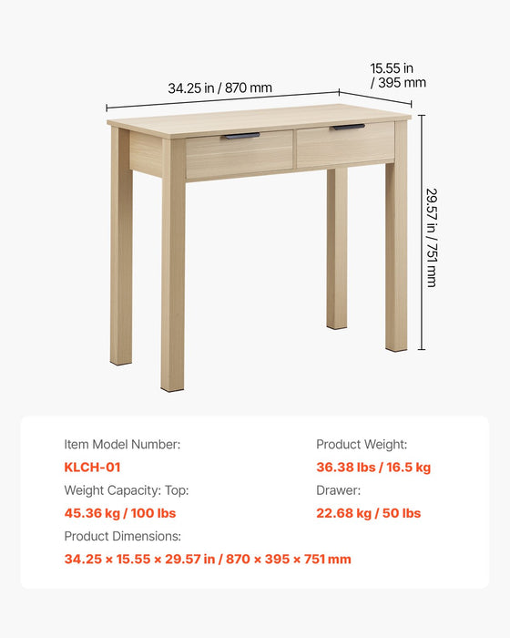 VEVOR Small Desk with Drawer Kids Desk for Bedroom Simple Study Table Light Wood