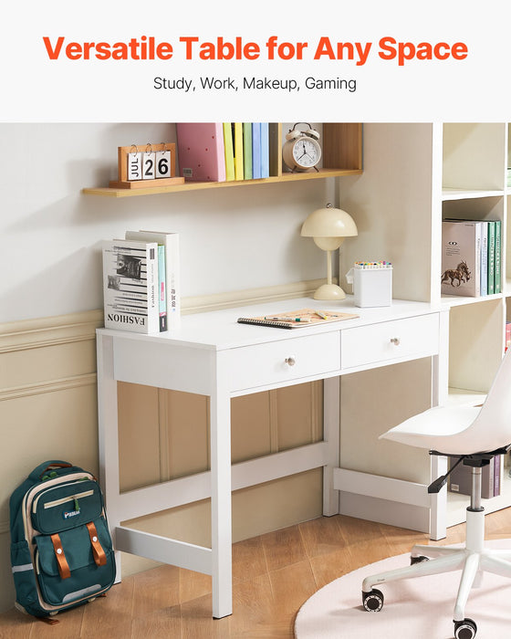 VEVOR Small Desk with Drawers Kids Desk for Bedroom Simple Study Table White