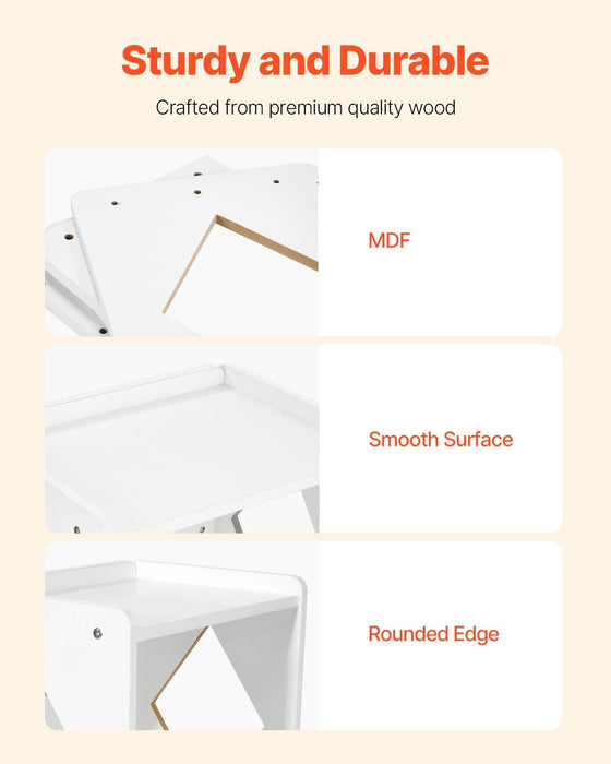 Montessori Weaning Table and Chair Set, Wooden Toddler Table and Chair Set for Aged 1-5, Adjustable Height Kids Montessori Chair and Activity Table, Ideal for Reading, Eating, Playing - White