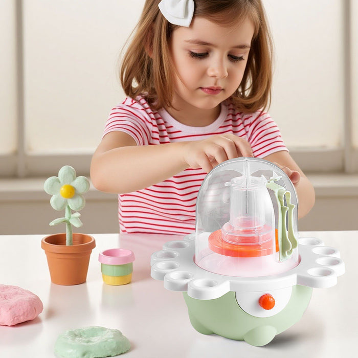 Mini Pottery Wheel, 50 mm and 80 mm Turntables, Adjustable Speed, Electric Clay Wheel for Kids and Beginners, Complete Pottery Set with Clay Sculpting Tools, Gift for Boys and Girls, Green
