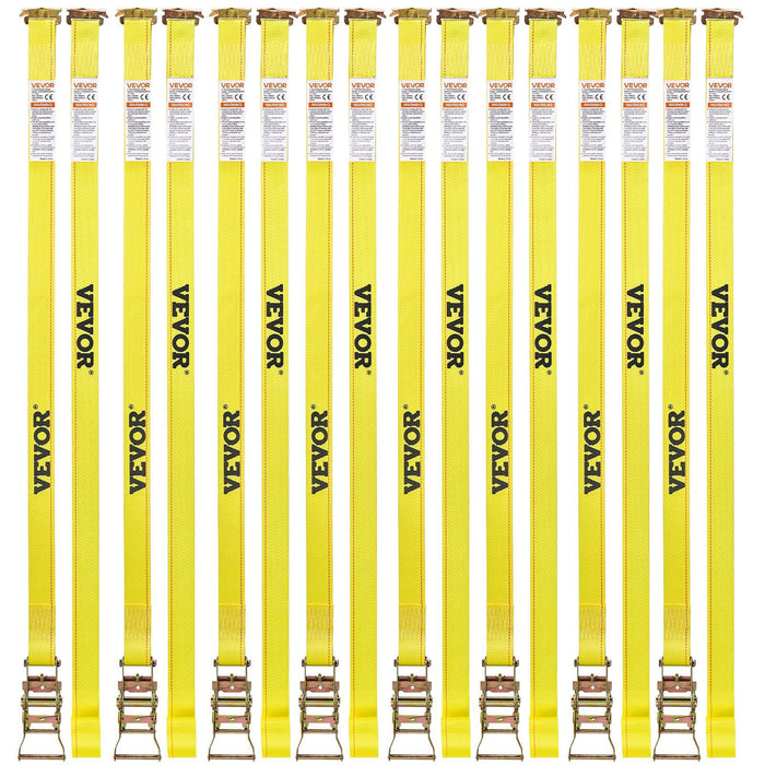 Ratchet Straps, 50.8 mm x 4.6 m, 30 Pack E-Track Tie Down Straps, 1995 kg Break Strength & 662 kg Rated Load, Tie Down Ratcheting for Moving, Trailers, Motorcycles, Kayaks, Car Roof, Yellow