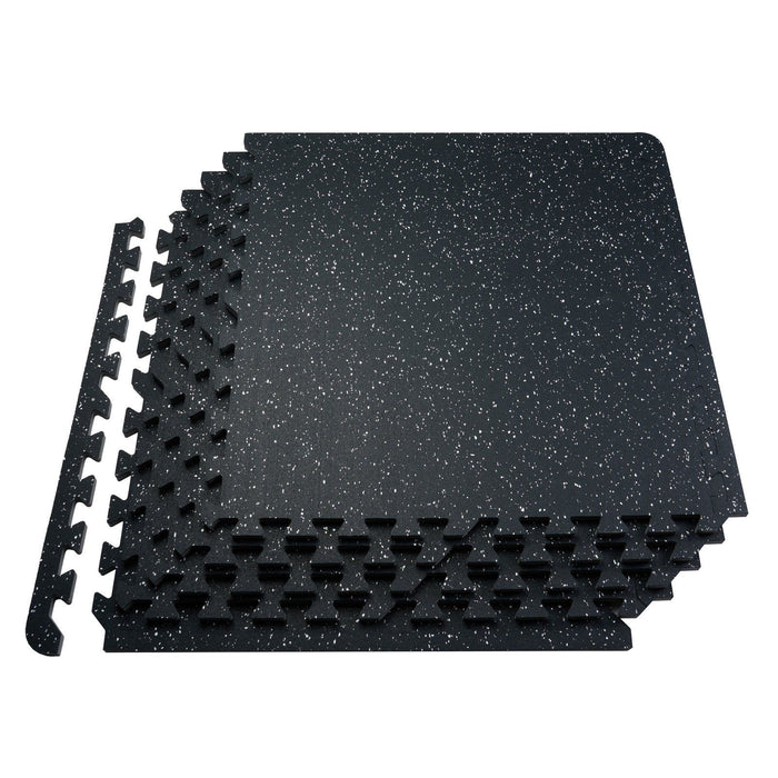 0.56 Inch Thick Gym Floor Mats, 25 Tiles Rubber Top with EVA Foam, 25" x 25" Gym Flooring Workout Mats with 100sq.ft Coverage, Interlocking Puzzle Gym Mats for Gym, Home, Garage, Black & White