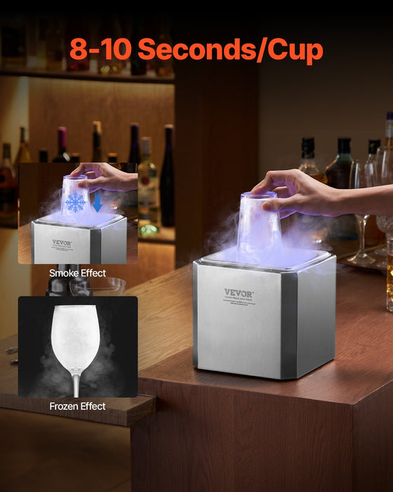 VEVOR Glass Froster Chiller, CO2 Beer Glass Froster, 8-10 Seconds/Cup with LED Light, Instant Glass Chiller for Wine, Cocktail, Champagne, Mixed Drinks, Juice, Ideal for Bar, Restaurant, Home Kitchen