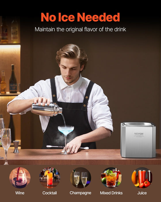 VEVOR Glass Froster Chiller, CO2 Beer Glass Froster, 8-10 Seconds/Cup with LED Light, Instant Glass Chiller for Wine, Cocktail, Champagne, Mixed Drinks, Juice, Ideal for Bar, Restaurant, Home Kitchen