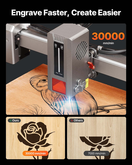 VEVOR Laser Engraver, 20W, Laser Engraving and Cutting Machine with Enclosure Camera, Laser Cutter, 400 x 400 mm Working Area, 30000 mm/min, for Wood, Leather, Glass, Paper, Certain Metal, Class 1