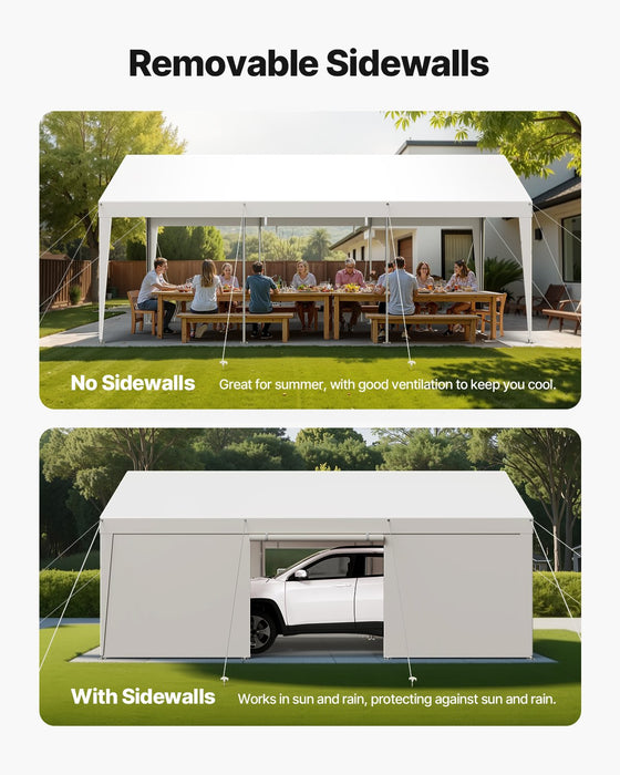 VEVOR Carport Car Canopy 12x20FT Heavy Duty Car Shelter with Sidewalls Grey
