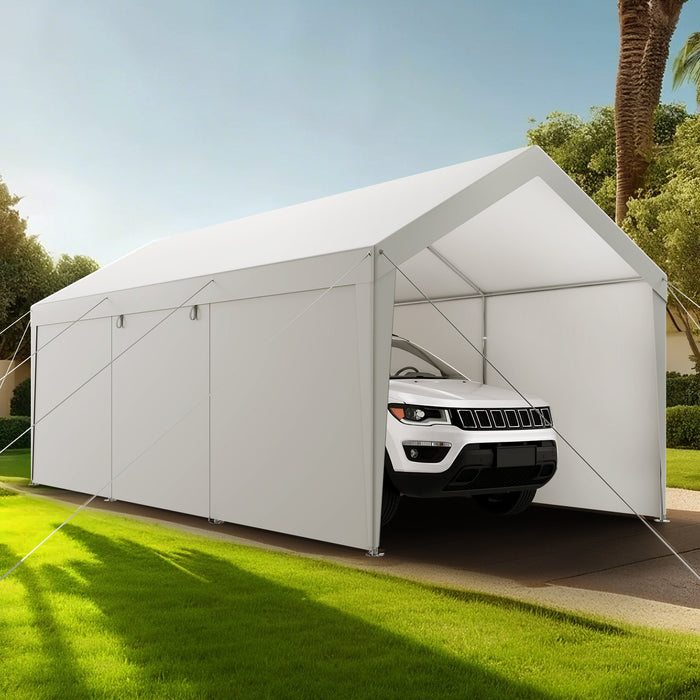 VEVOR Carport Car Canopy 12x20FT Heavy Duty Car Shelter with Sidewalls Grey