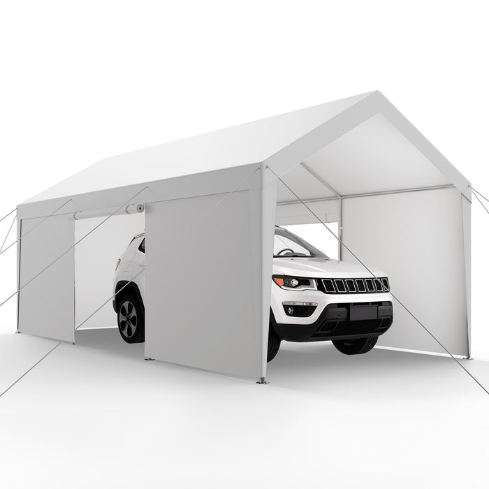 VEVOR Carport Car Canopy 12x20FT Heavy Duty Car Shelter with Sidewalls Grey
