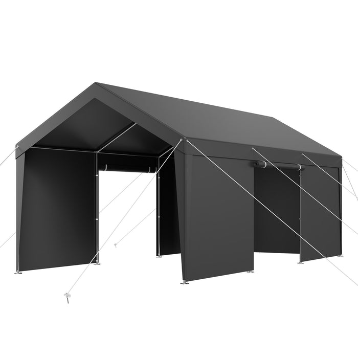 VEVOR Carport Car Canopy 12x20FT Heavy Duty Car Shelter with Sidewalls White