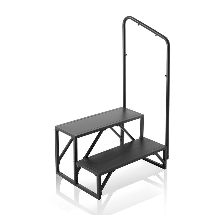 VEVOR RV Steps, 2-Step RV Stairs, 199.58KGS Load Capacity, Thickened Carbon Steel, With Handrail, Non-Slip Steps for Safe Entry and Exit, Suit for RV, Trailer, Camper Steps