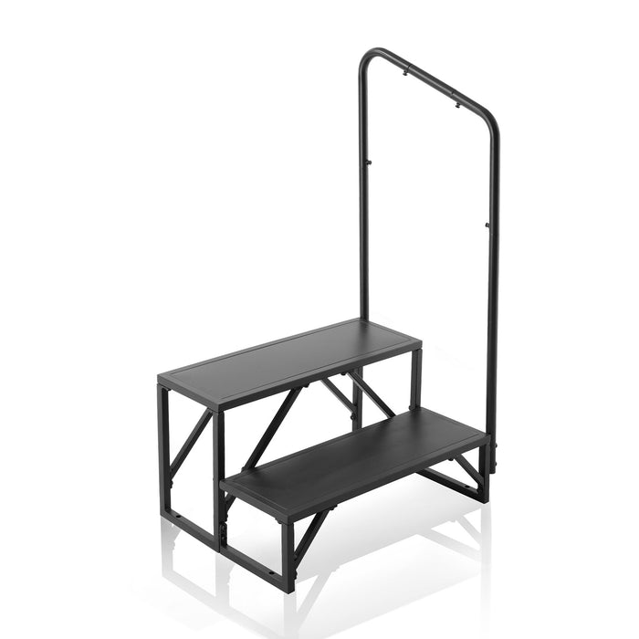 VEVOR RV Steps, 2-Step RV Stairs, 199.58KGS Load Capacity, Thickened Carbon Steel, With Handrail, Non-Slip Steps for Safe Entry and Exit, Suit for RV, Trailer, Camper Steps