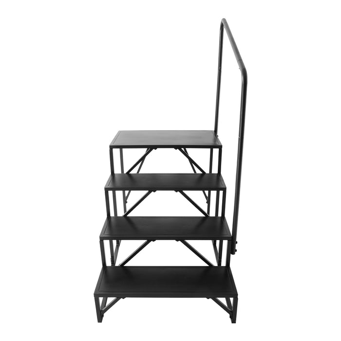 VEVOR RV Steps, 4-Step RV Stairs, 199.58KGS Load Capacity, Thickened Carbon Steel, With Handrail, Non-Slip Steps for Safe Entry and Exit, Suit for RV, Trailer, Camper Steps