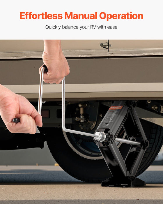 2268 kg RV Scissor Jacks, 10.3-59.5 cm RV Stabilizer Leveling Scissor Jacks, Set of 2, Heavy Duty Stabilizer Jack with Crank Handle, Socket and Bubble Levels, Not Easily Bent or Deformed