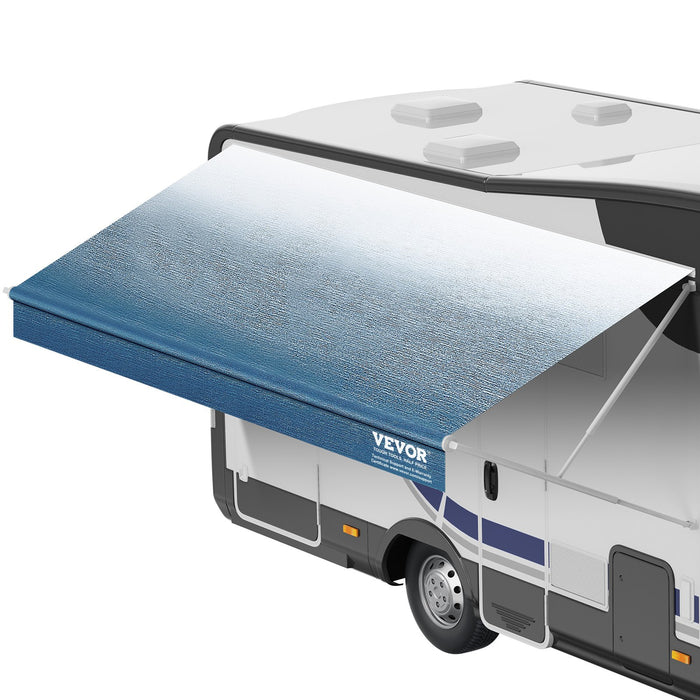 VEVOR RV Awning Fabric Replacement, 3.72m Fabric Length for 3.96mAwning, Heavy Duty 3-Ply 16oz PVC Camper Awning Fabric, Waterproof & UV Protection Outdoor Canopy for RV, Trailer, Motorhome, Blue Fade
