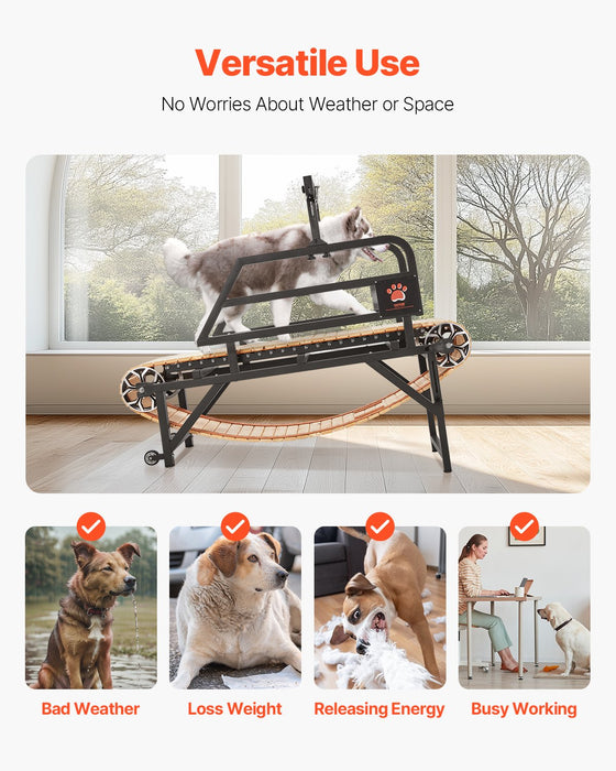 VEVOR Dog Treadmill for Medium Dogs, 330lbs Weight Capacity, Dog Running Machine with Adjustable Ramps, 15.5" Runway Dog Pacer Slatmill, Pet Treadmill Exercise Equipment for Indoor & Outdoor Exercise