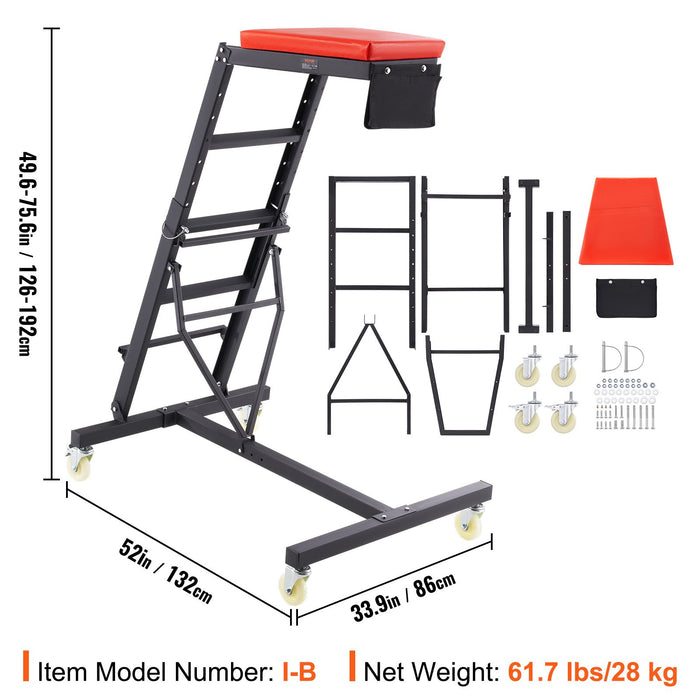 VEVOR Automotive Topside Creeper, with Adjustable Height 49.6" to 75.6", 181.44KGS Capacity High Creeper, 4 Swivel Caster Wheels, Heavy Duty Foldable Creeper for Auto Repair and Maintenance