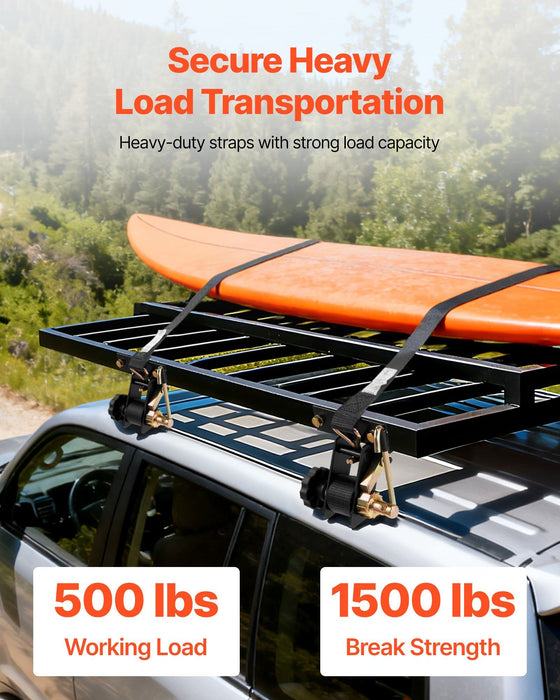 Ladder Rack Ratchet Straps, Black Square Tube Mount, 38 mm Wide x 2.25 m Long Black Ladder Rack Straps with Double J-Hooks, 226.8 kg Load Heavy Duty, Cargo Buckle Lock Strap (2 Pack)