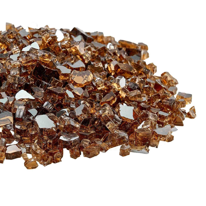 Fire Glass, 10 LBS / 4.5 KG High-Temperature Resistant Fireplace Rocks, 1/4-Inch / 6.35 mm Reflective & Smokeless Firepit Glass Rock, High Luster Stone Landscaping for Fire Pit Table, Copper