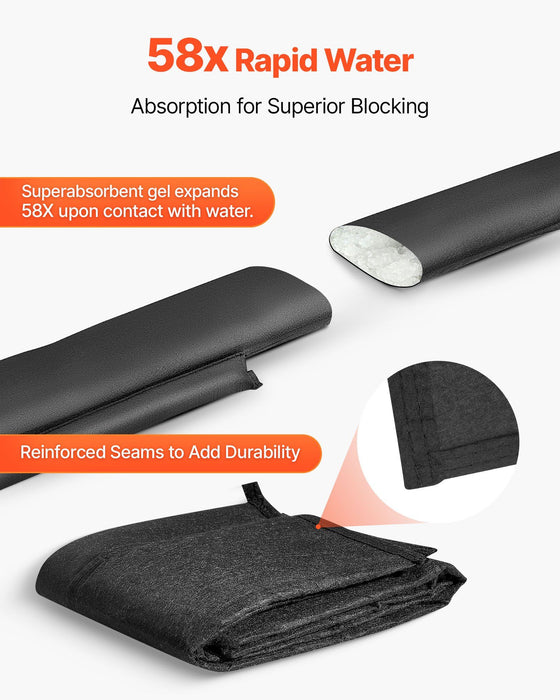 Flood Barrier, 4 Pack, 1530 x 210 mm Flood Bags Activated by Water, Reusable Water Absorbent Barrier, Sandless Sandbags Blockage, Flooding Prevention Bags for Home, Doorway, Basement, Garage