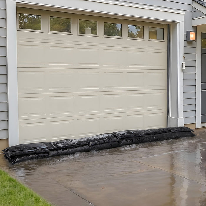 VEVOR Flood Barrier, 10 Pack, 1530 x 210 mm Flood Bags with Bucket, Reusable Water Absorbent Barrier Activated by Water, Sandless Sandbags Blockage, Flooding Prevention Bags for Basement, Garage, Doorway