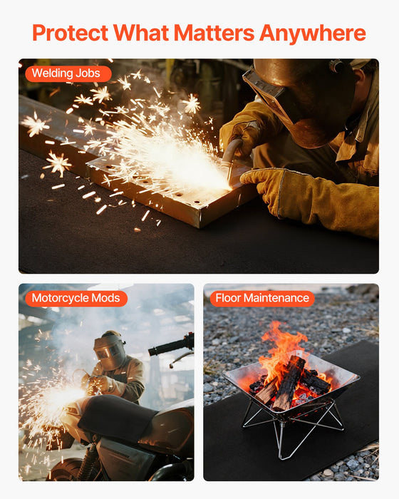 VEVOR Carbon Felt Welding Blankets, 2-Pack 508mm x 914mm Flame Retardant Welding Blanket, Up to 1800°F Heat Resistant Safety Protection Blanket, 3.5mm Thickened Carbon Fiber Fireproof Insulation Mat