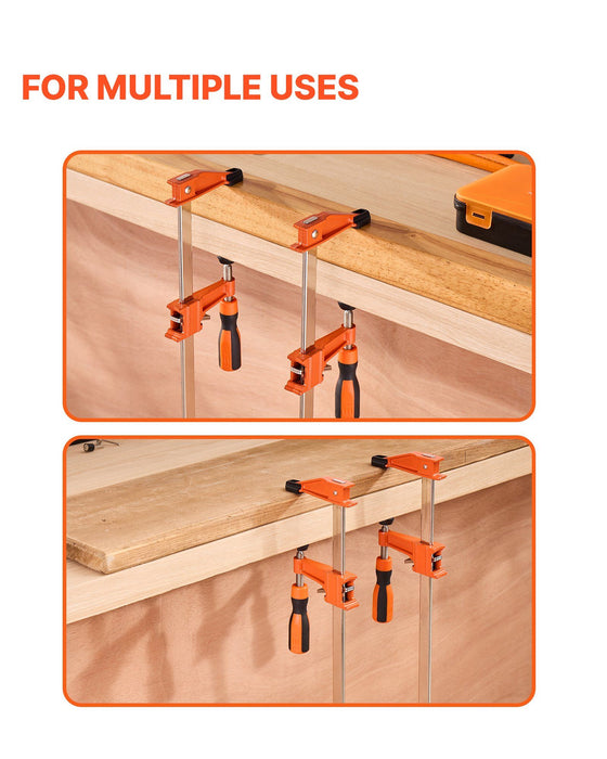 Bar Clamps for Woodworking, 2-Pack 610 mm Opening, Lockable F-Clamp with 272 kg Load Limit, 63.5 mm Depth, Cast Iron and Carbon Steel, Easy to Use, Wood Clamps for Woodworking Metal Working