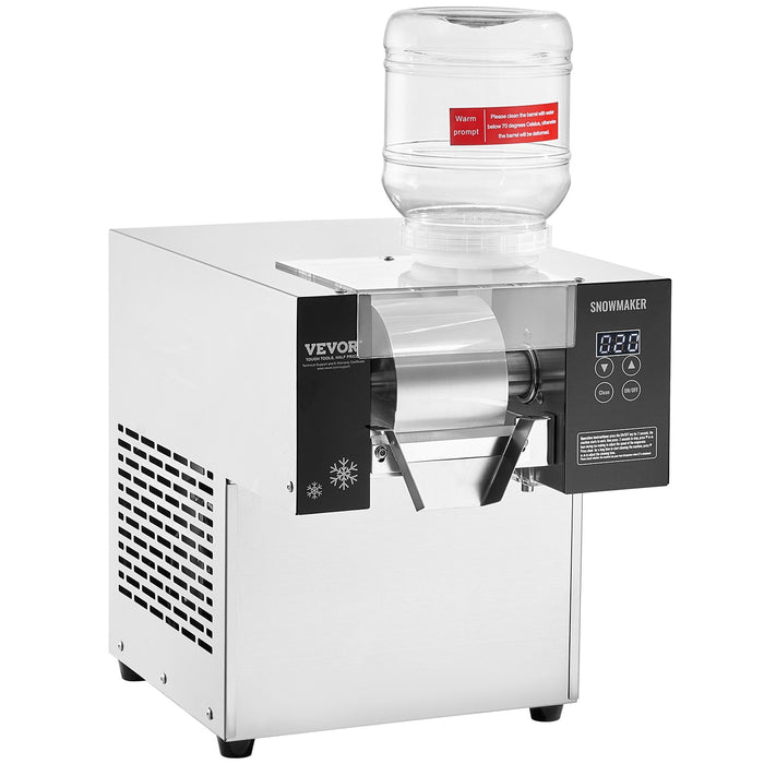 VEVOR Commercial Snowflake Ice Machine, 375LBS/24H Snowflake Ice Maker, Stainless Steel Ice Shaver Machine, Electric Snow Cone Maker, Air Cooling System for Rapid Heat Dissipation, for Bakery, Cafe