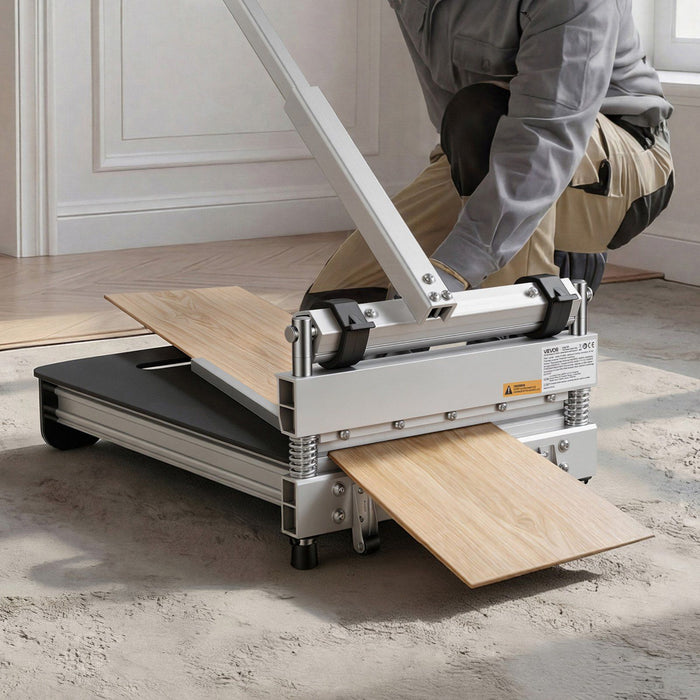 330mm Vinyl Floor Cutter, 12mm Thick Laminate Flooring Cutter with 15°/30°/45° Adjustable Angle Settings, Flexible Wheels, Telescoping Handle, Cuts Certain Engineered Wood, LVT,VCT,SPC,LVP,WPC