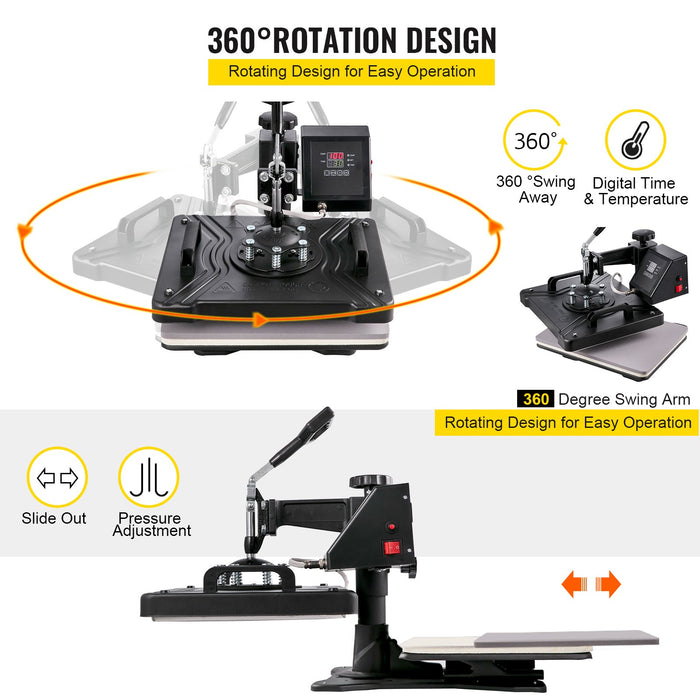 VEVOR 5 In1 12" X 15" (30 X 38cm) Heat Transfer Press + 28 Inch Vinyl Cutter Machine Kit Software