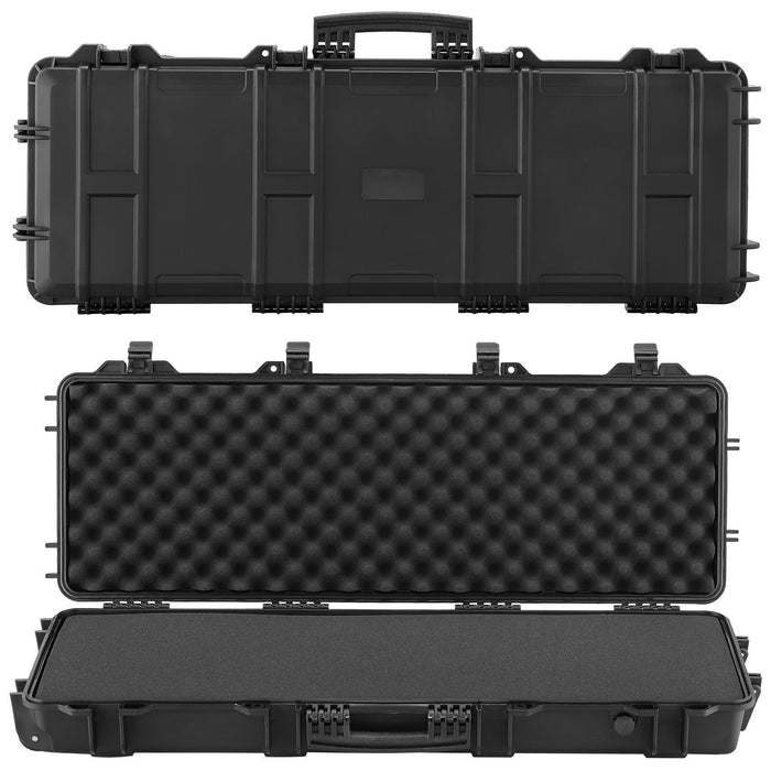 Hard Rifle Case, Lockable Rifle Case with Pre-cut Foams, 1016 mm Gun Storage with Wheels, IP67 Waterproof & Dustproof Movable Large Pistol Storage for Rifles, Shotguns, Airsoft Guns, Black
