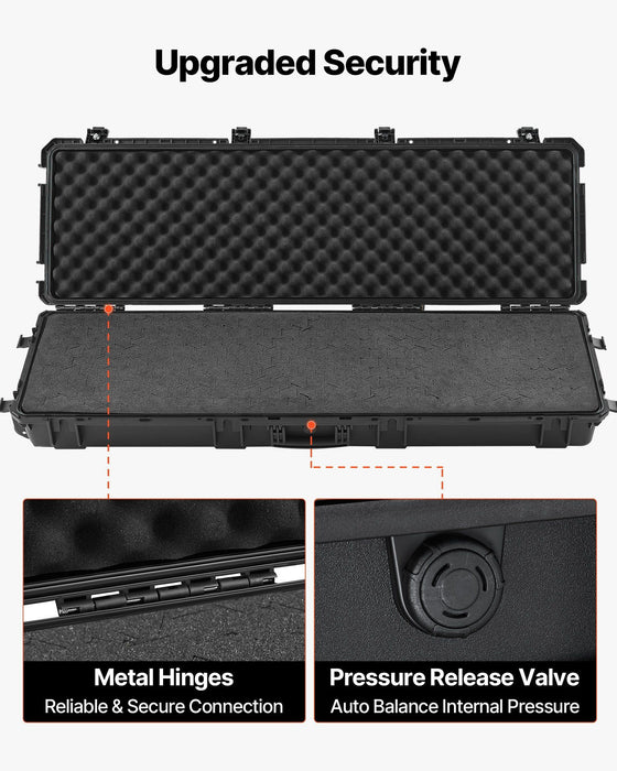 Hard Rifle Case, Lockable Rifle Case with Detachable XPE Foam, 1270 mm Gun Storage with Wheels, IP67 Waterproof & Dustproof Pistol Storage Cases for Rifles, Shotguns, Airsoft Guns, Black