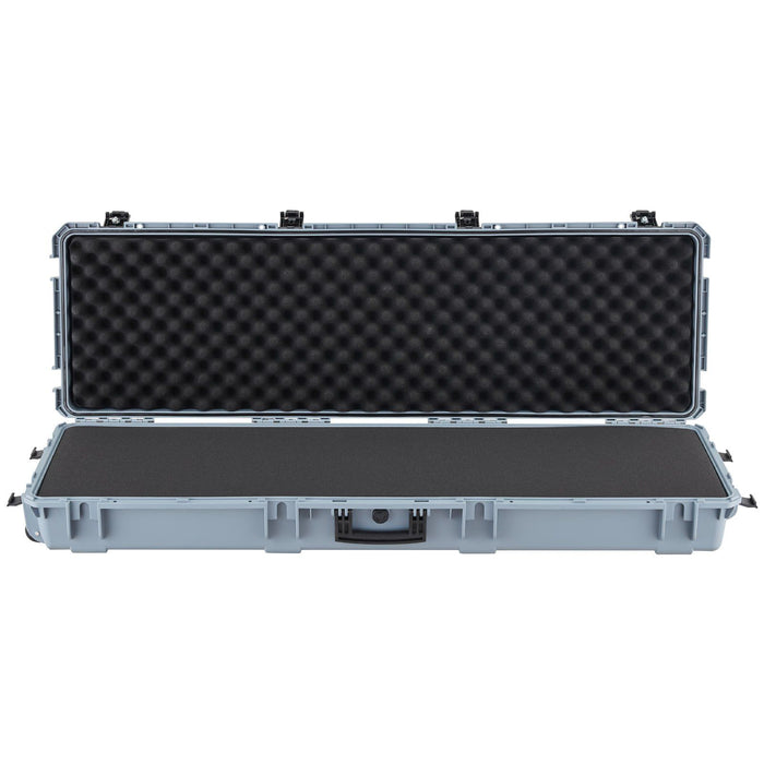 Hard Rifle Case, Lockable Rifle Case with Pre-cut Foams, 1320 mm Gun Storage with Wheels, Heavy Duty IP67 Waterproof & Dustproof Pistol Storage Cases for Rifles, Shotguns, Airsoft Guns, Grey
